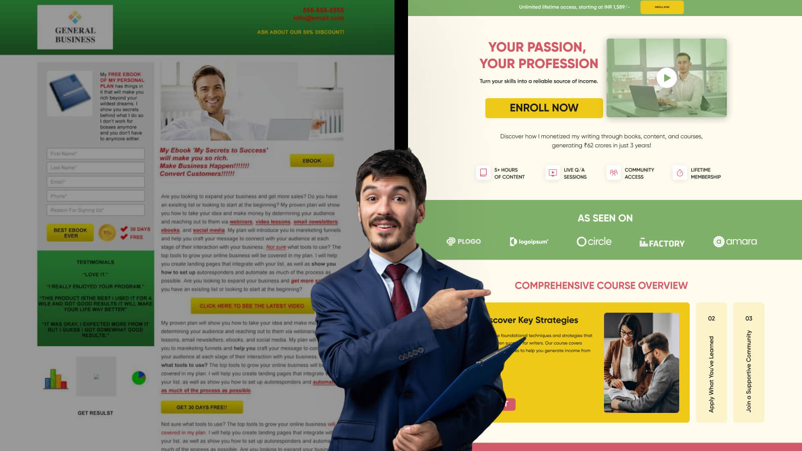 Coach explaining how to build a lead generating website by sharing their story.