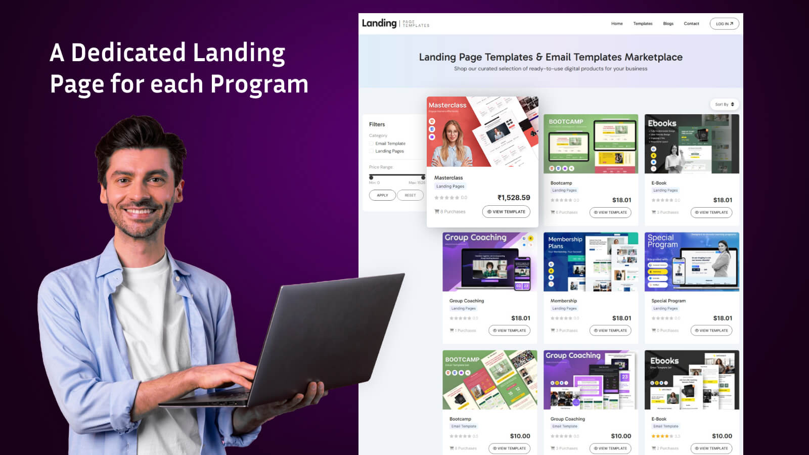 Example of a dedicated landing page for coaching programs