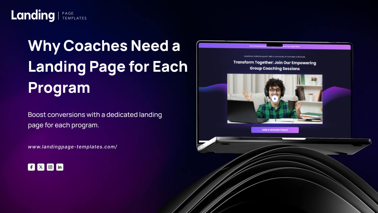 Dedicated landing pages for coaches