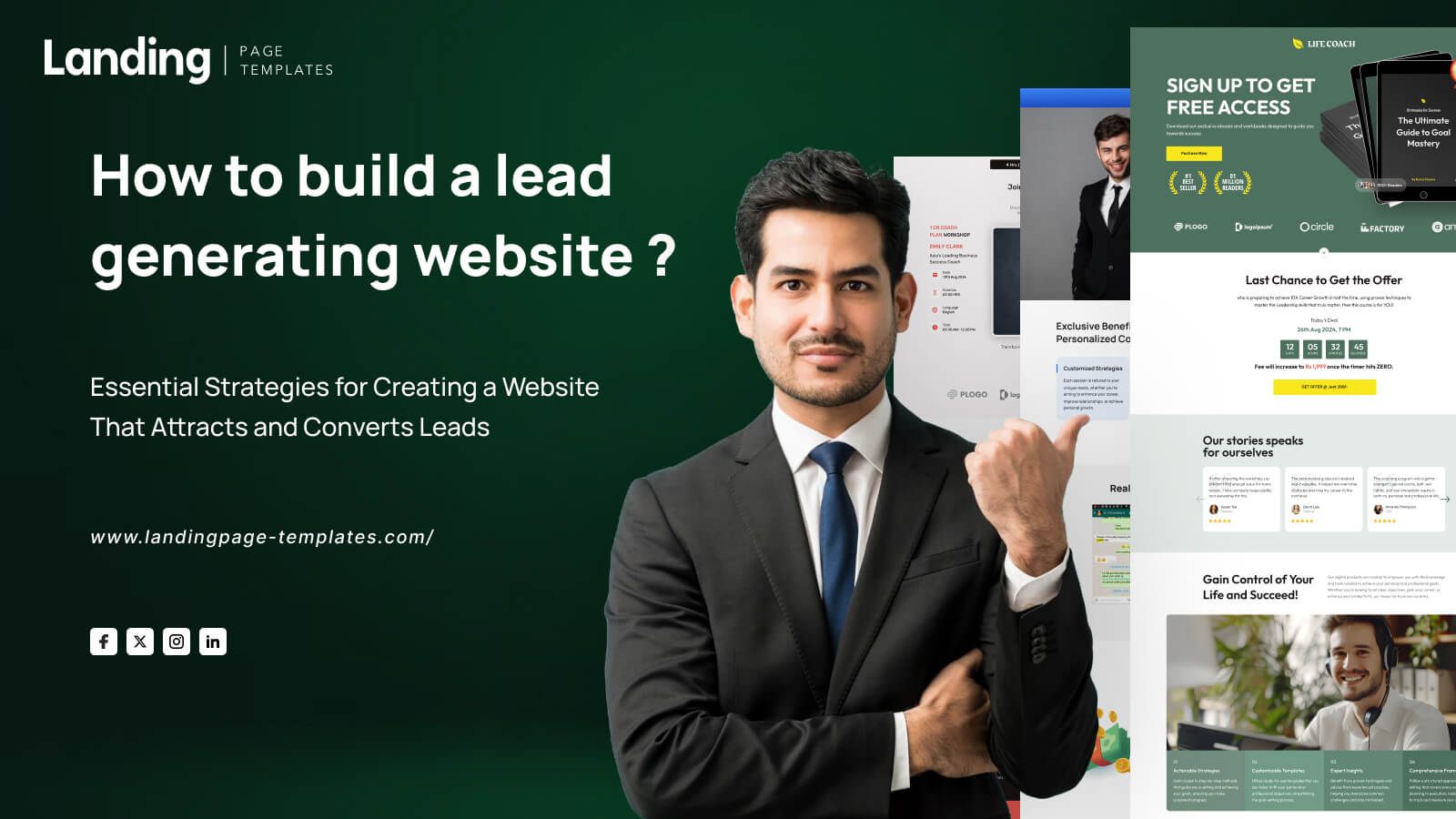 Homepage of a lead generation site showcasing professional design and clear navigation.