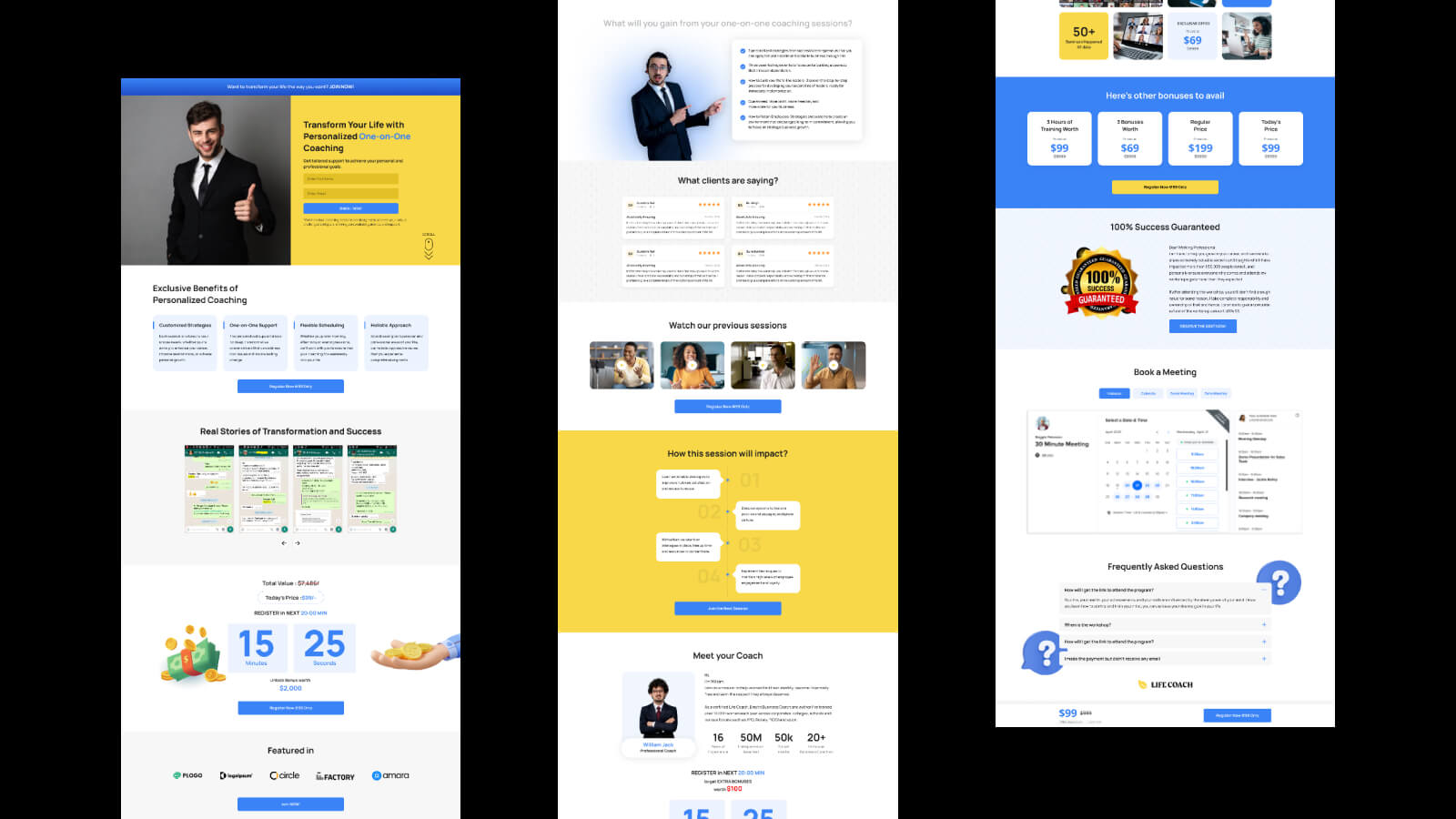 Example of website design focused on generating leads